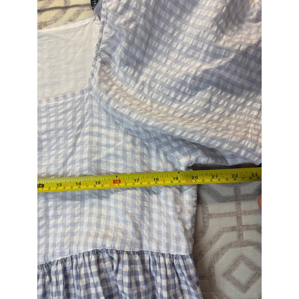 Madewell Patchwork Gingham Button Front Tiered Mi… - image 6